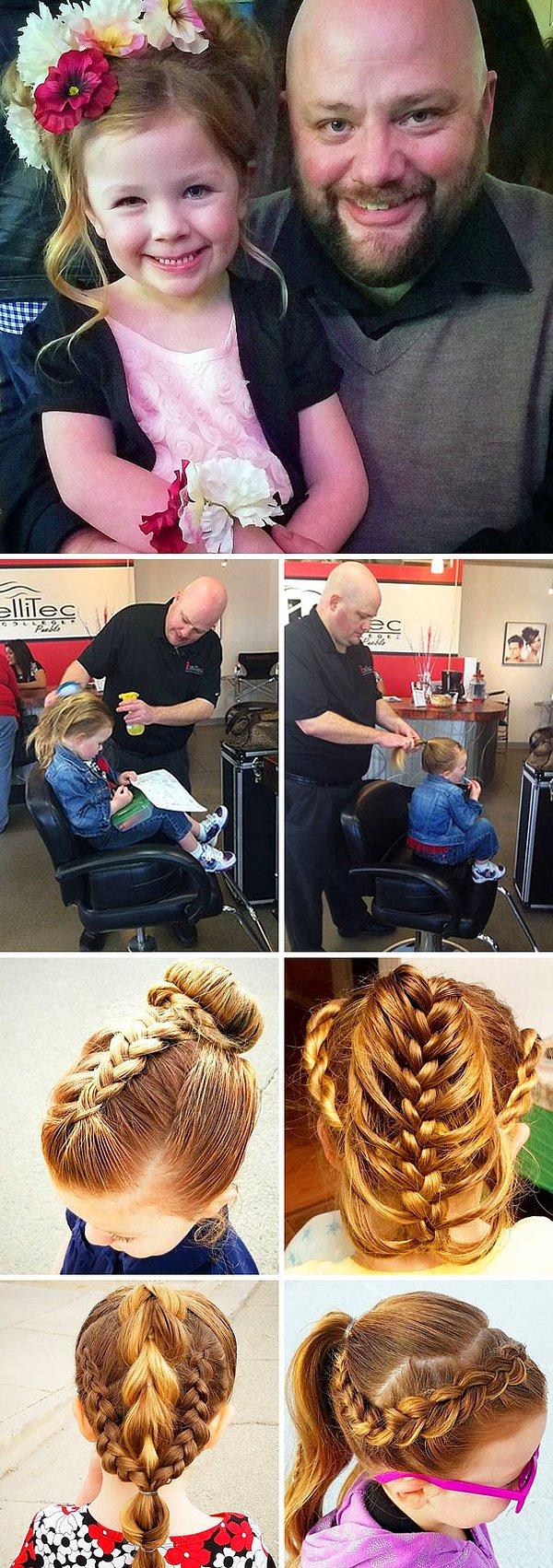 1. Kızının saçını yapmayı beceremediğinden onu güzellik salonuna götüren baba.