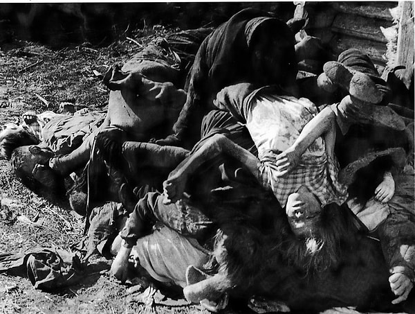 16. Тела ленинградцев, которые пытались пройти пешком через Ладожское озеро.