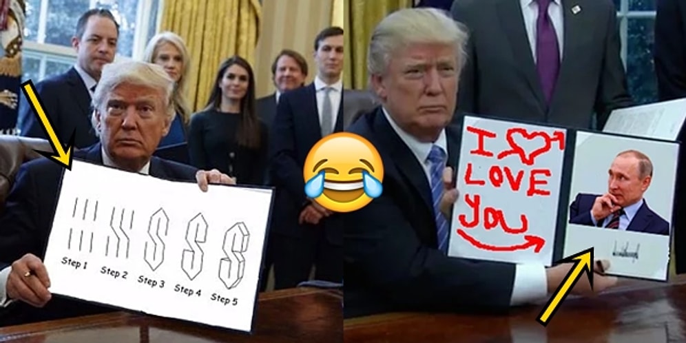 İmzaladığı Kararnameyi Kameralara Doğrultan Trump'ın Mizaha Kurban Gittiği 19 Görsel