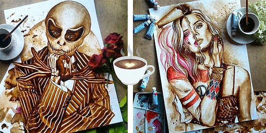 ''Bu da Nasıl Çizilir, Yok Artık!'' Diyeceğiniz, Kahve ile Çizilmiş İnanılmaz Yaratıcı Resimler
