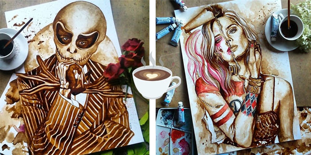 ''Bu da Nasıl Çizilir, Yok Artık!'' Diyeceğiniz, Kahve ile Çizilmiş İnanılmaz Yaratıcı Resimler