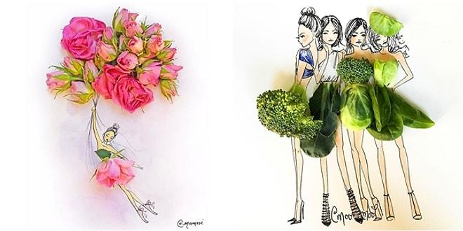 Çizimlerinde Çiçekleri ve Sebzeleri Kullanan Sürreal Modacıdan 12 Harika Çizim