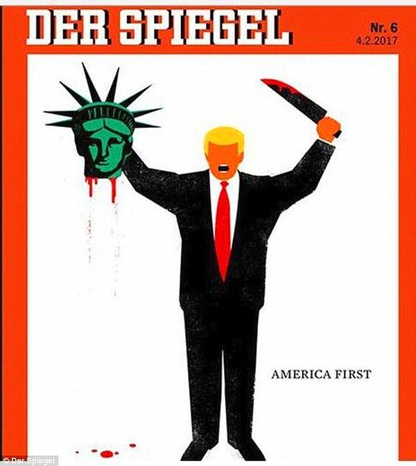 Der Spiegel, Trump'ı Özgürlük Heykeli'nin başını kesmiş şekilde resmedildiği bir çizimi kapağına taşıdı