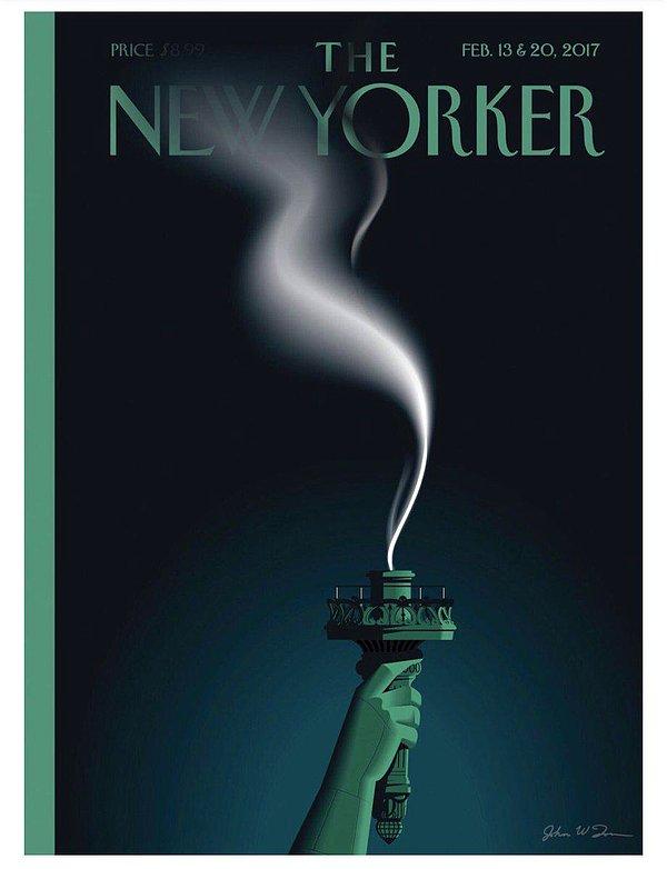 The New Yorker'ın kapağında ateşi sönmüş bir Özgürlük Heykeli...