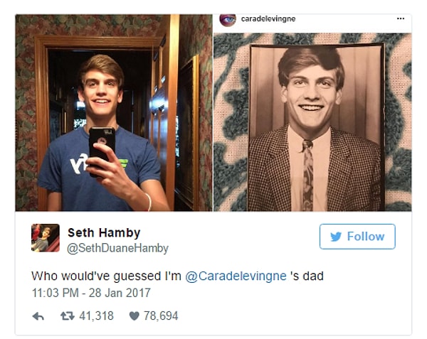 5. Он поделился снимком своего двойника в Twitter, и его запись набрала более 67 тыс. лайков и 34 тыс. ретвитов. Он сообщает, что поражен вниманием к его твиту.