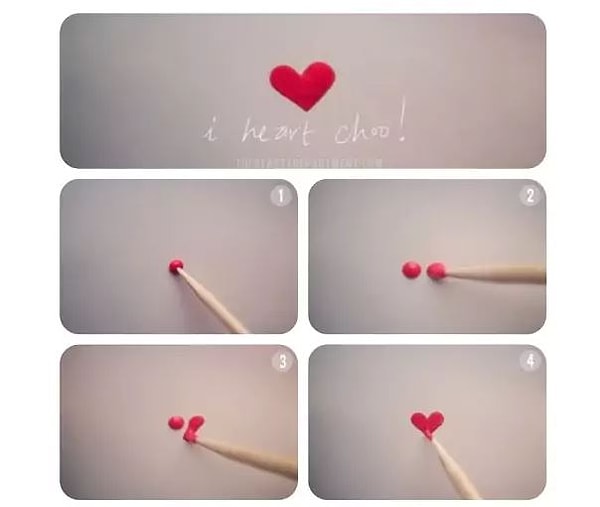 2. Можно нарисовать сердечки с помощью зубочистки