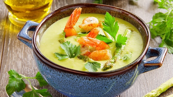 5. Крем-суп из кабачков с креветками