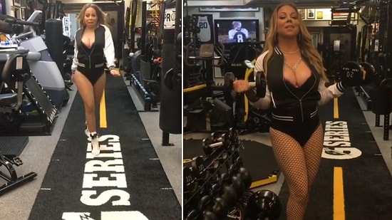 Звезда фитнес-клуба: Мэрайя Кэри занимается спортом на каблуках