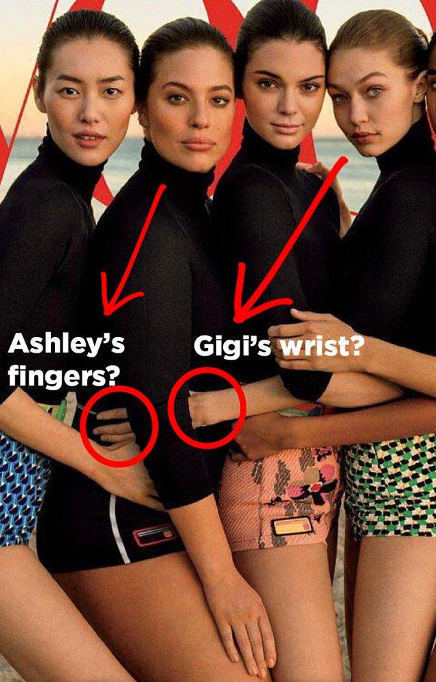 Ancak yakından bakınca, 'gerçekten' de photoshop mu yoksa o parmaklar Ashley'e mi ait?