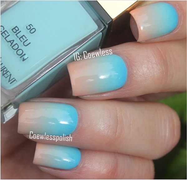 12. Маникюр, напоминающий розово-голубой восход