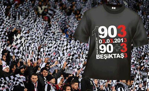 10. 03.03.2013'te oynanan Beşiktaş - Fenerbahçe derbisini 90+3'te gelen golle kazanan Beşiktaş'tan 3 göndermeli tişört