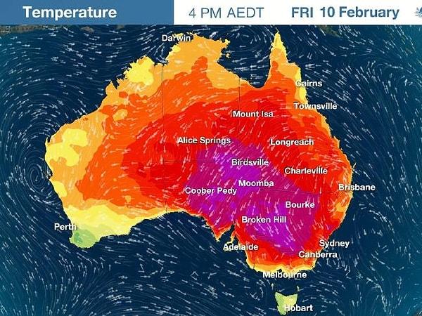 Sıcaklıklar özellikle Sydney'in kuzeydoğusundaki orta kesimlerde oldukça artmış durumda.