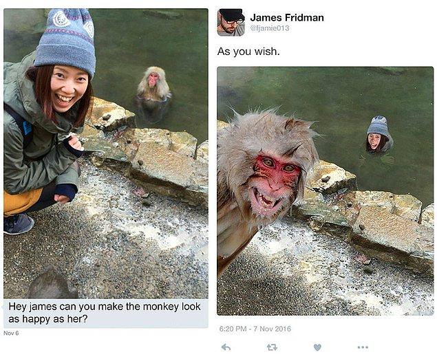 7. Selam Jamie maymunu da kız kadar mutlu yapabilir misin?