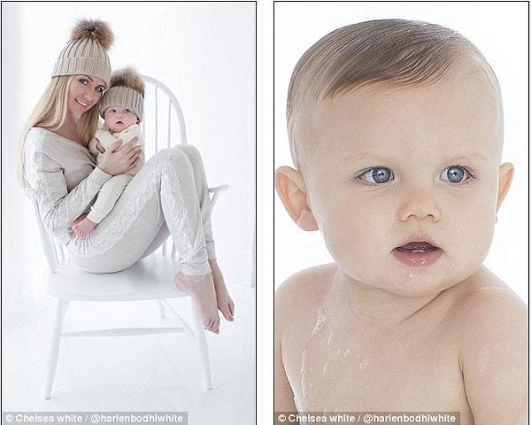Doğumundan 2 hafta sonra Chelsea Harlen'i bir bebek spa merkezine götürmüş ve fotoğraflarını çekmiş.