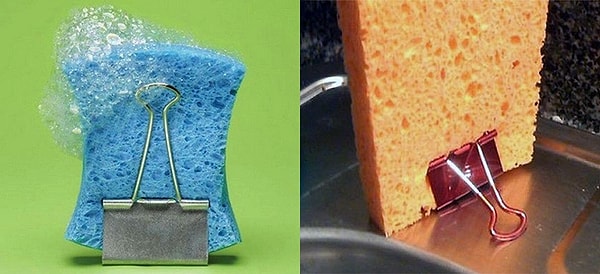 3. Используйте канцелярский зажим в качестве подставки для губки