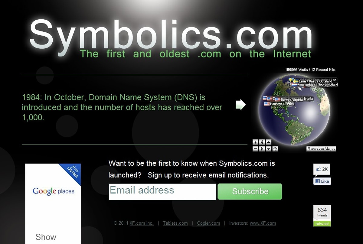 World s first. Симболикс. Symbolics.com. Symbolics Computer. 1985 The World's first Internet domain name is registered.