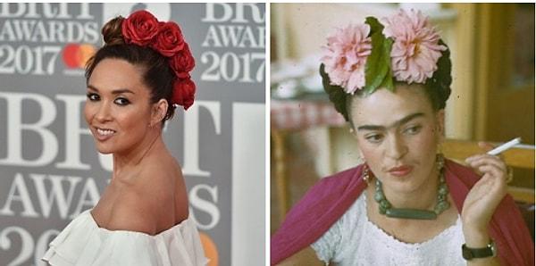 19. Frida Kahlo esintilerini kırmızı halıya taşıyan Myleene Klass.