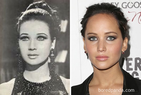 10. Египетская актриса Зубайда Тервот (1940-2016) и Дженнифер Лоуренс.