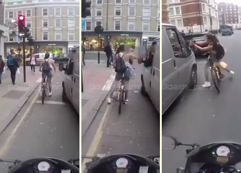 Что получил в ответ водитель, пытавшийся пристать на красном свете к велосипедистке