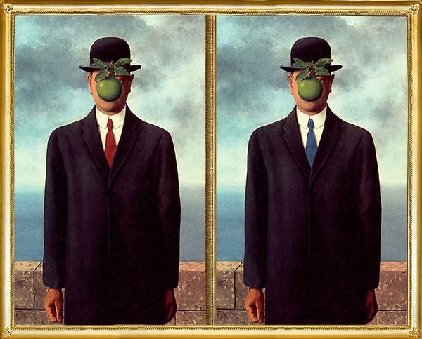 8. Переходим к сюрреализму от Рене Магритта. Которая из картин "Сын человеческий" является подлинником?