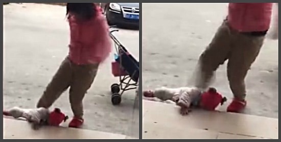 Шок: Мать пнула собственного младенца, потому что он плакал