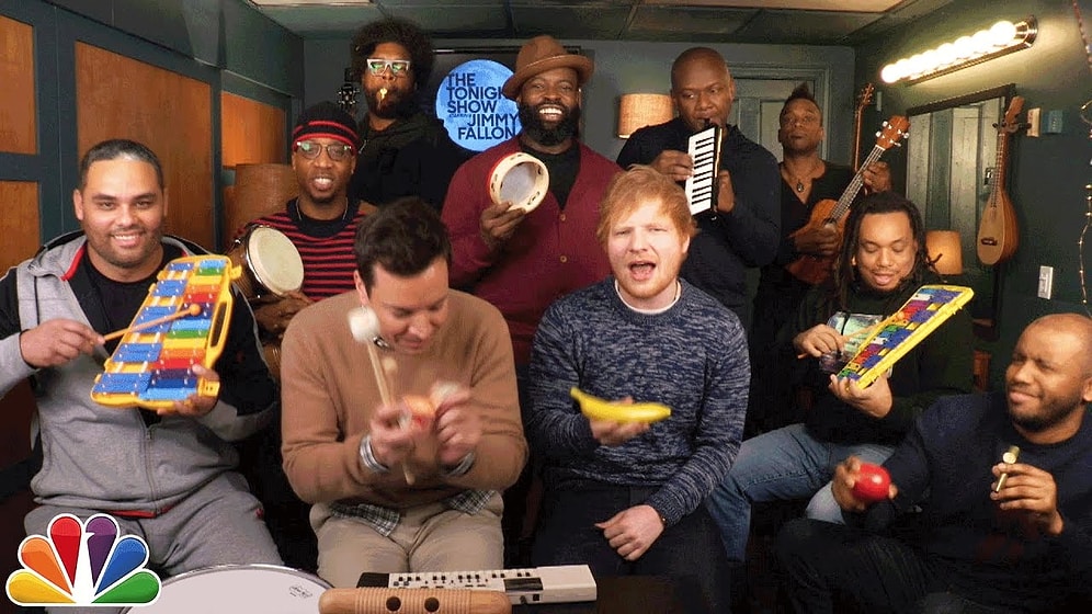 Jimmy Fallon, Ed Sheeran ve The Roots'tan Enstrümanlarla 'Shape of You' Yorumu