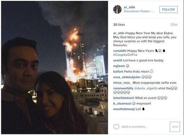 6. 2016'ya girilirken Dubai'de otelde çıkan yangını havaifişek gösterisi sandılarsa aptallar, şakaya vurmuşlarsa daha da aptallar