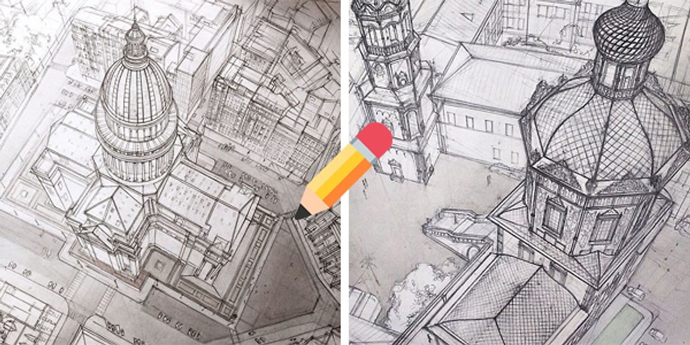 Bu Kadarına da Pes! Fotoğrafları Çekilmişçesine Bütün Detayları ile Çizilen 20 Mimari Yapı