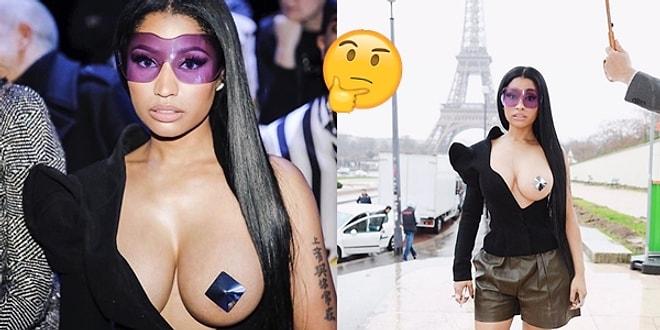 Paris Moda Haftası'ndaki Tek Meme Dekoltesiyle Gündeme Oturan Nicki Minaj!