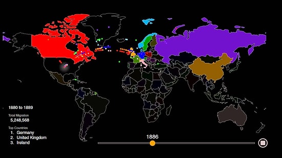 Dünya Haritası Üzerinde ABD'ye Göçün 200 Yılı