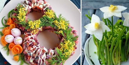 8 рецептов праздничных салатов с оригинальным оформлением: специально к 8 марта