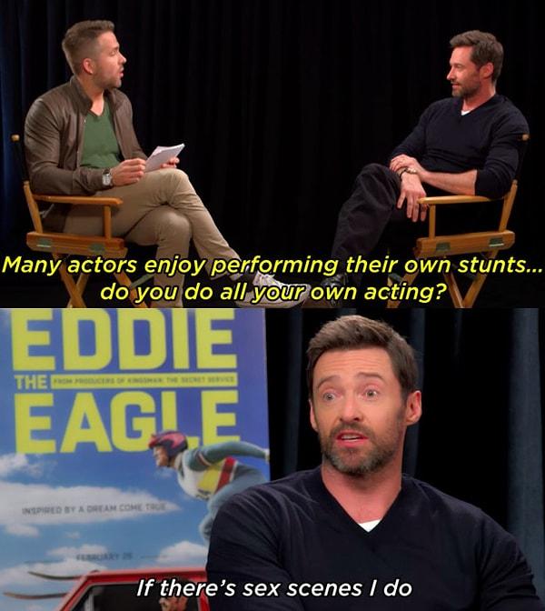 Ryan bir keresinde de Eddie the Eagle turunu arada kesip, Hugh Jackman ile röportaj yapmıştı.