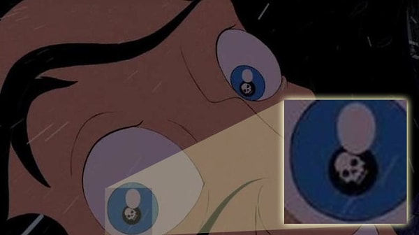 23. И, наконец, хотя мы не видим, как разбивается Гастон после падения, черепа в его зрачках свидетельствуют о том, что он умирает 💀 💀