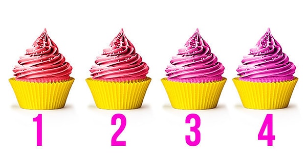 3. В какой из этих розовых капкейков добавили больше всего желтого пищевого красителя?
