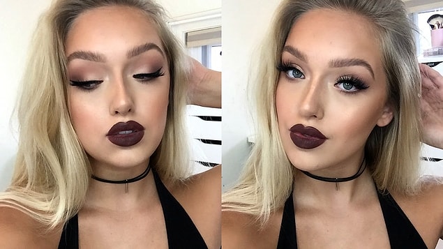 Heavy make-up.