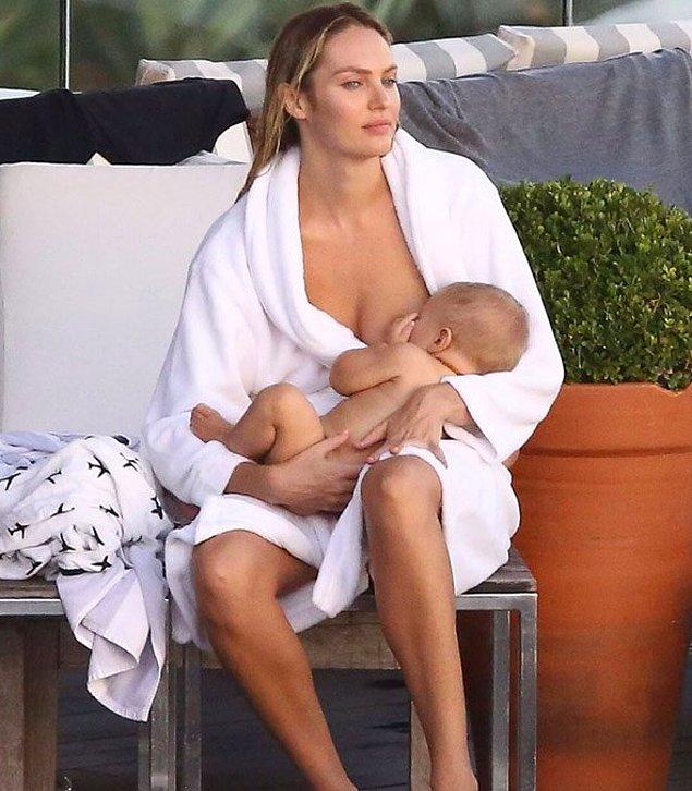 16. Güzel model Candice Swanepoel, doğum yaptıktan sonraki ilk fotoğraf çekimine bebeğini de getirdi, çekim aralarında oğlunu emzirirken görüntülendi.