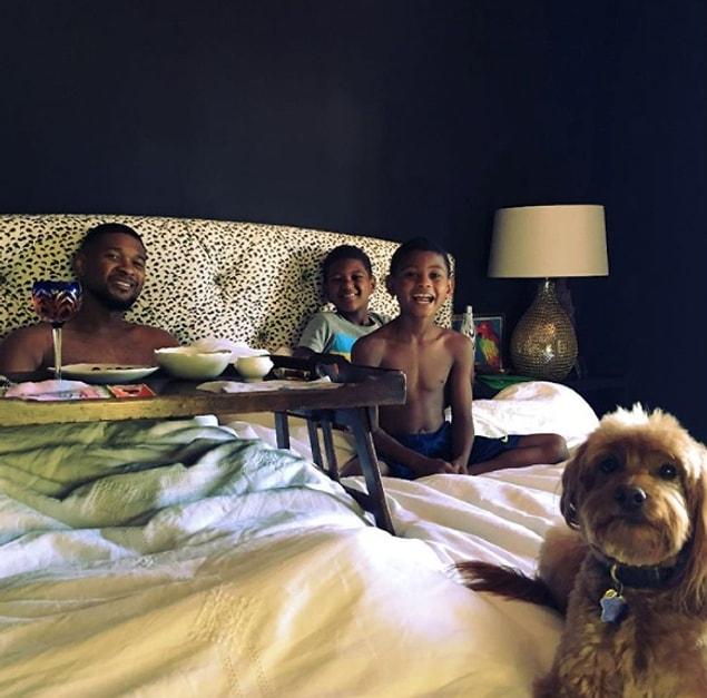 16. And breakfast in bed with his family.