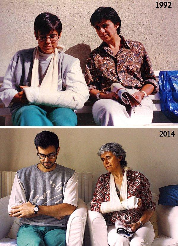 15. 22 yıl sonra annem ve ben yine aynı şekilde, aynı karede. Bu sefer kolu sargılı olan kendisi ama.