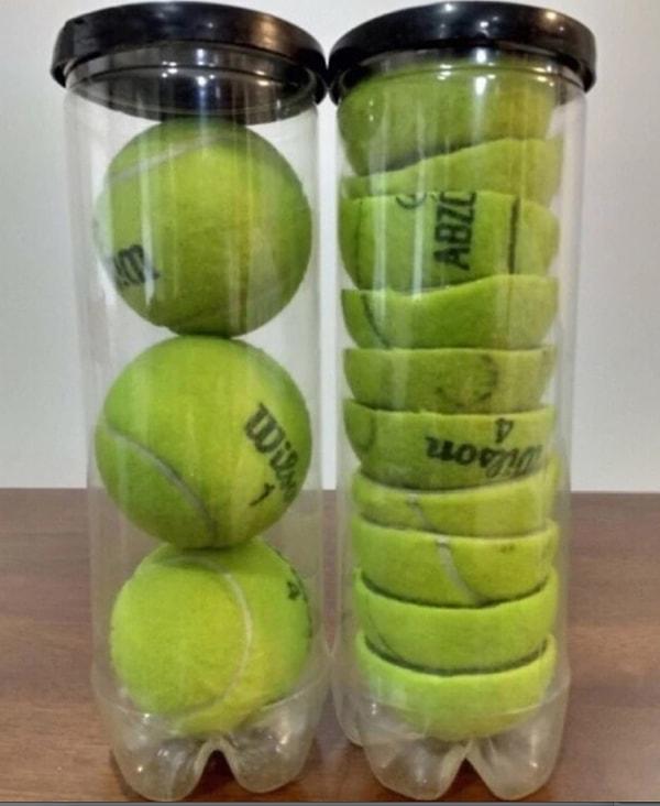 10. Tenis toplarınız sığmıyorsa, ikiye kesip yerleştirin.