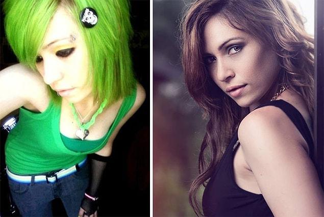 7. “This was me in my Emo days, green hair and everything. Now I work a corporate job to pay my studies as a web developer and designer. I am a part time tattooed model, and aspiring actress.”