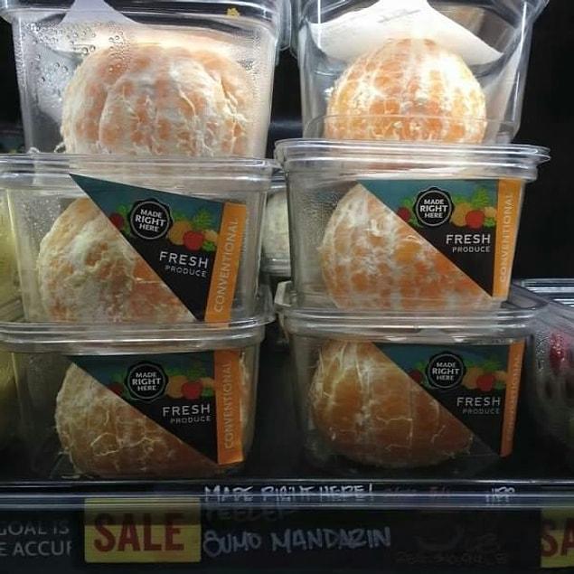9. They put oranges in plastic boxes because you know, oranges don’t have peels.