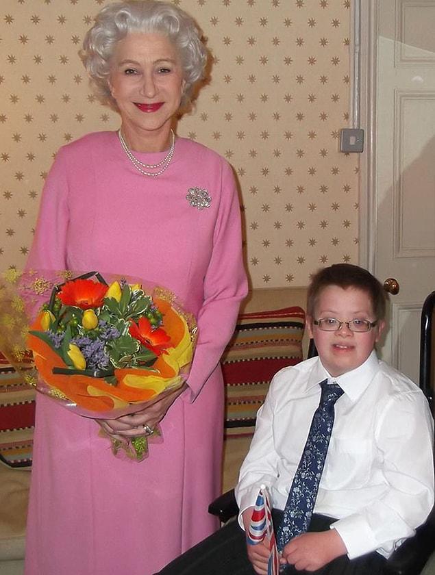 27. Dame Helen Mirren knights a dying 10-year-old boy after making his wish come true for the queen to come to have tea with him.