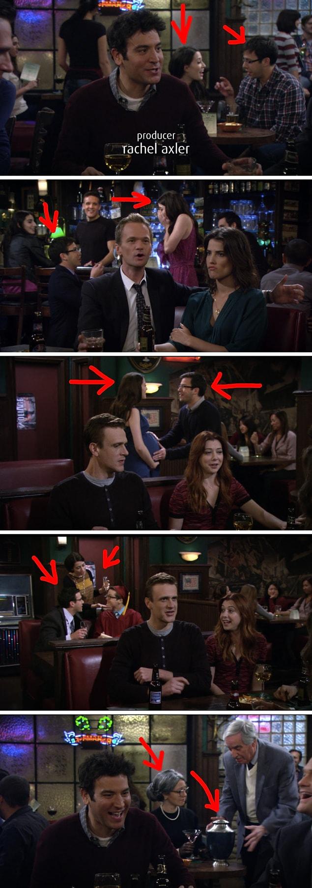 2. This couple in the background, who went from talking to getting engaged, to making a baby, to celebrating their kid's graduation, to the husband passing away, all in one scene.