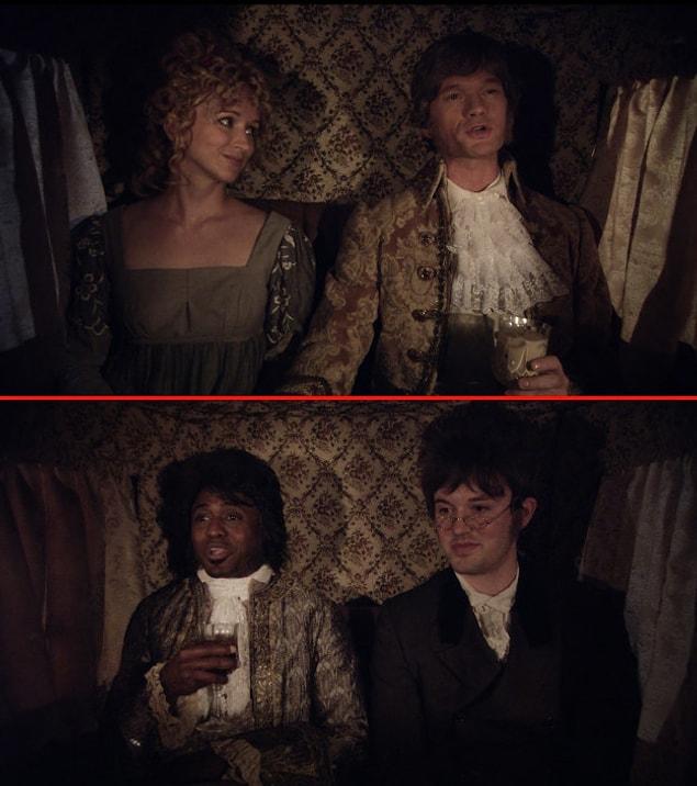 3. In Barney's flashback to Moscow in 1807, he's drinking a White Russian, while James is drinking a Black Russian.