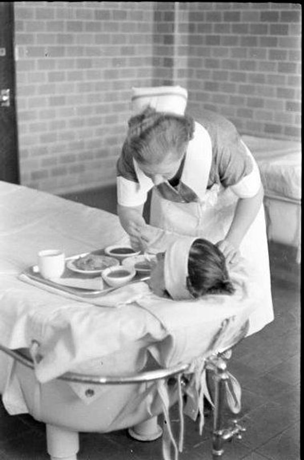 26. Hydrotherapy was first used in the early 1900s. Immersion in a tub of water to make a patient relax when agitated or relieve some ailment would last a few hours to overnight. 1936