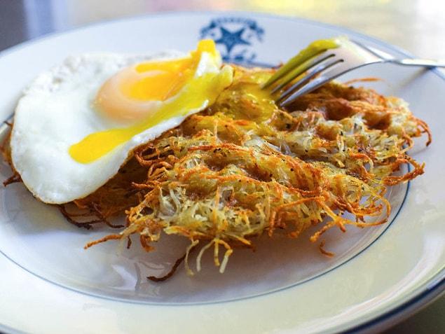 11. Complete a killer breakfast by waffle ironing hashbrowns.