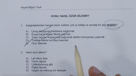 Hayat Bilgisi Testi: Nasıl Özür Dilenir?
