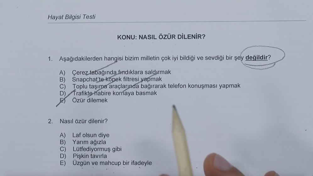 Hayat Bilgisi Testi: Nasıl Özür Dilenir?