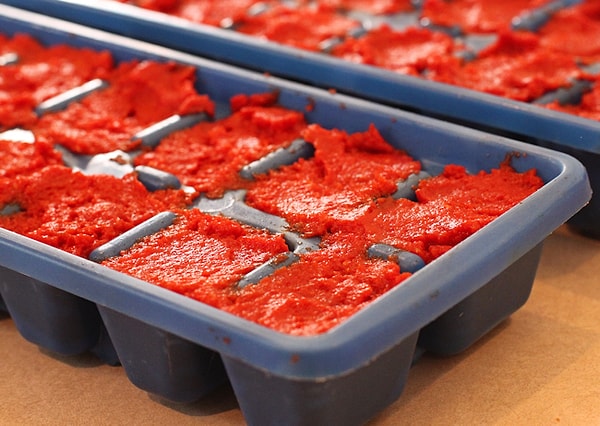8. Заморозьте томатную пасту в форме для льда.