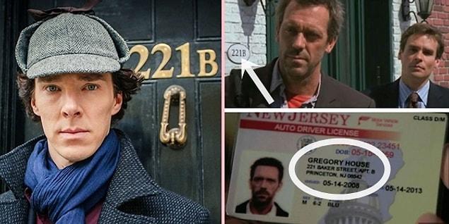 9. House M.D. was inspired by Sherlock Holmes (the original character), and their door numbers are the same: 221B.